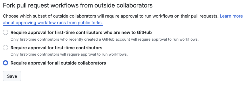 Require approval for all outside collaborators